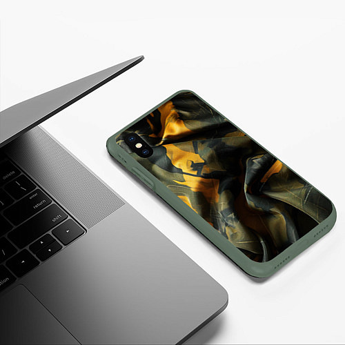 Чехол iPhone XS Max матовый Релистичный камуфляж / 3D-Темно-зеленый – фото 3