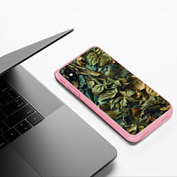 Чехол iPhone XS Max матовый Реалистичный камуфляж из листьев, цвет: 3D-баблгам — фото 2