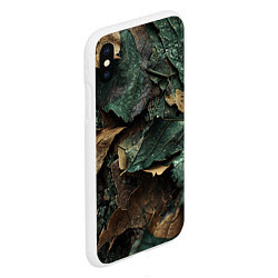 Чехол iPhone XS Max матовый Реалистичный камуфляж из листьев, цвет: 3D-белый — фото 2