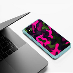 Чехол iPhone XS Max матовый Яркий неоновый камуфляж фиолетовый и зеленый, цвет: 3D-мятный — фото 2