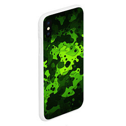 Чехол iPhone XS Max матовый Яркий неоновый зеленый камуфляж, цвет: 3D-белый — фото 2