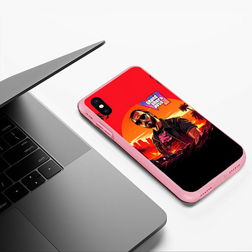 Чехол iPhone XS Max матовый GTA 6 logo персонаж / 3D-Баблгам – фото 3