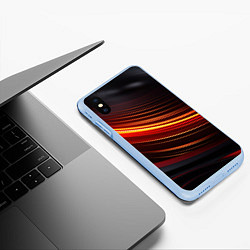 Чехол iPhone XS Max матовый Яркая оранжевая полосы на черной абстракции, цвет: 3D-голубой — фото 2