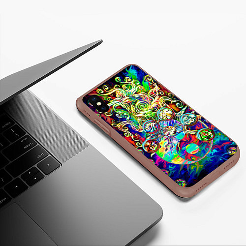 Чехол iPhone XS Max матовый Знаковые пузырьки / 3D-Коричневый – фото 3