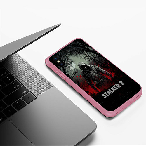 Чехол iPhone XS Max матовый Stalker 2 dark mode / 3D-Малиновый – фото 3
