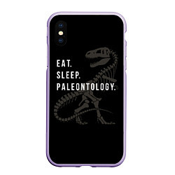 Чехол iPhone XS Max матовый Eat sleep paleontology, цвет: 3D-светло-сиреневый