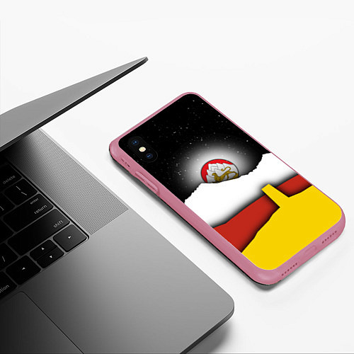 Чехол iPhone XS Max матовый Осетия горы и ночное небо / 3D-Малиновый – фото 3