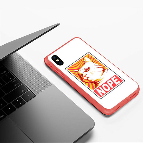 Чехол iPhone XS Max матовый Nope - cat / 3D-Красный – фото 3