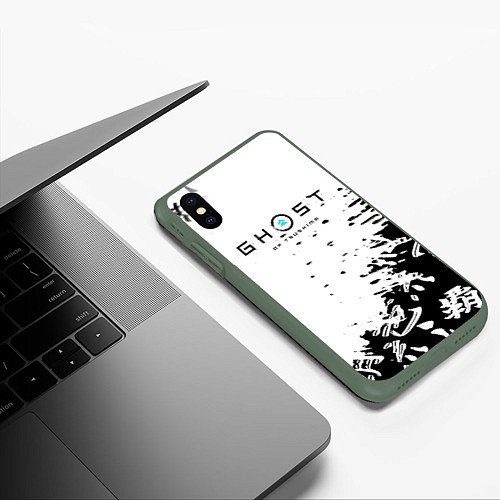 Чехол iPhone XS Max матовый Ghost of Tsushima текстура samurai / 3D-Темно-зеленый – фото 3