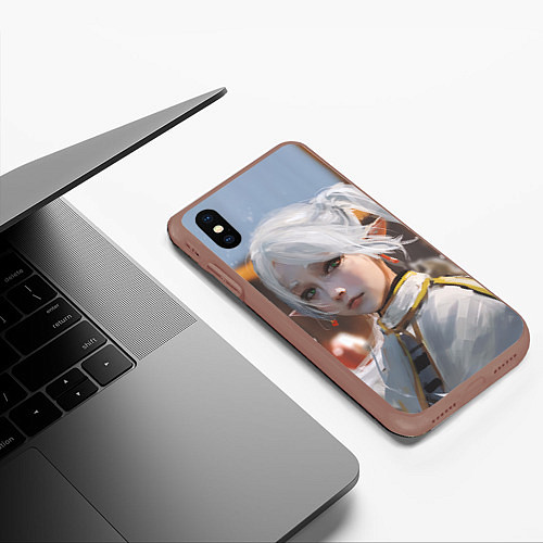 Чехол iPhone XS Max матовый Портрет Фрирен / 3D-Коричневый – фото 3