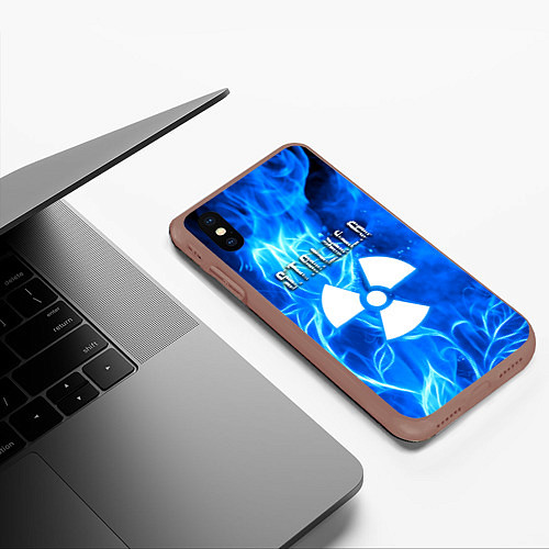 Чехол iPhone XS Max матовый Stalker голубой огонь припяти / 3D-Коричневый – фото 3