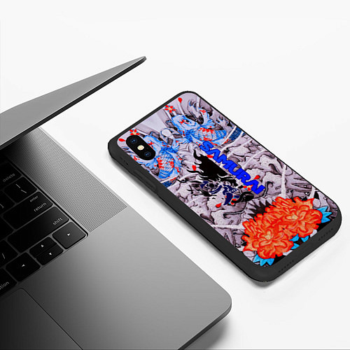 Чехол iPhone XS Max матовый Samurai cyberpunk карпы кои / 3D-Черный – фото 3