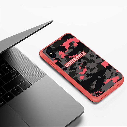 Чехол iPhone XS Max матовый Undertale текстура гейм / 3D-Красный – фото 3