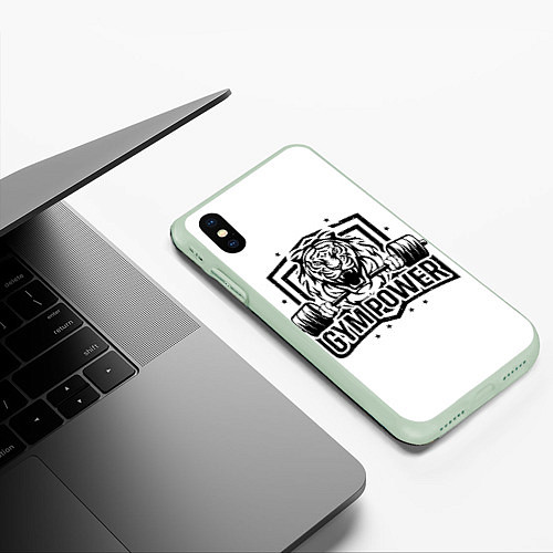 Чехол iPhone XS Max матовый Сила тренажерки / 3D-Салатовый – фото 3