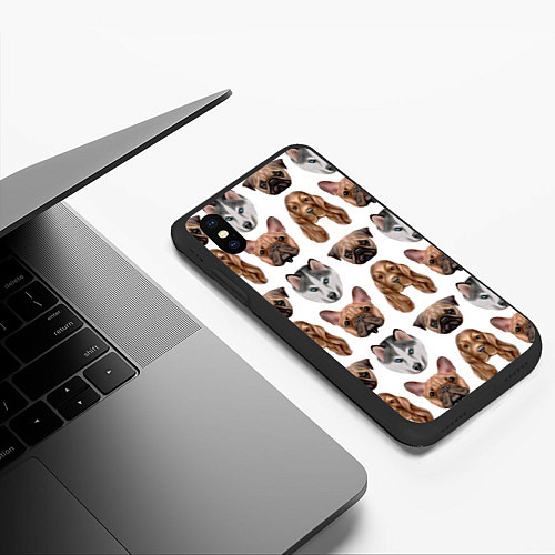 Чехол iPhone XS Max матовый Текстура собак / 3D-Черный – фото 3