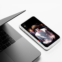 Чехол iPhone XS Max матовый Эл Лоулайт и Рюк - Тетрадь смерти, цвет: 3D-белый — фото 2
