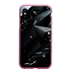 Чехол iPhone XS Max матовый Black luxury abstract, цвет: 3D-малиновый