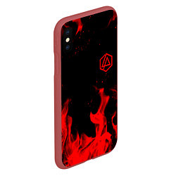 Чехол iPhone XS Max матовый Linkin Park красный огонь лого, цвет: 3D-красный — фото 2
