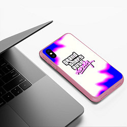 Чехол iPhone XS Max матовый GTA неон краски, цвет: 3D-малиновый — фото 2