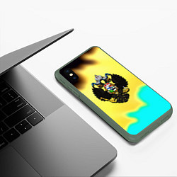 Чехол iPhone XS Max матовый Российская империя герб краски, цвет: 3D-темно-зеленый — фото 2