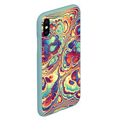 Чехол iPhone XS Max матовый Абстрактный разноцветный паттерн, цвет: 3D-мятный — фото 2