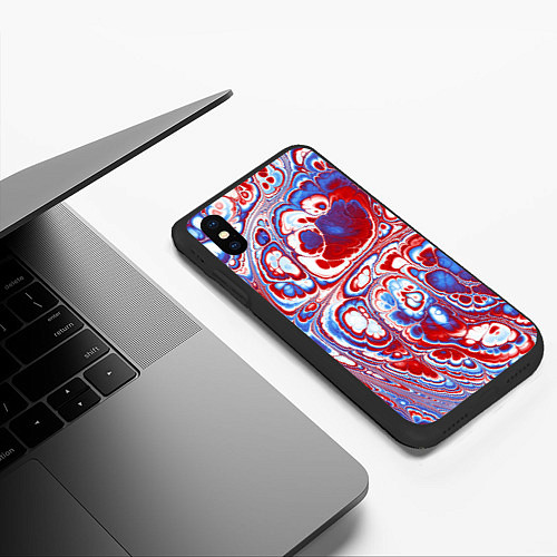 Чехол iPhone XS Max матовый Абстрактный разноцветный паттерн / 3D-Черный – фото 3