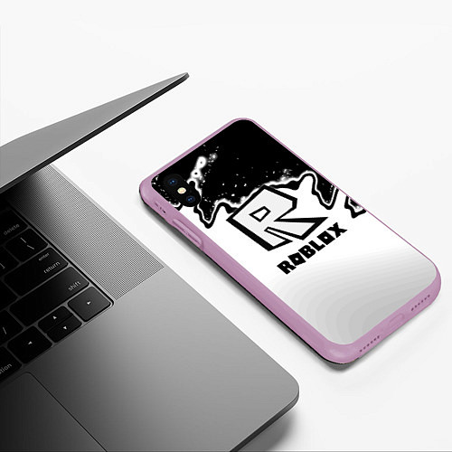 Чехол iPhone XS Max матовый Roblox краски белые / 3D-Сиреневый – фото 3