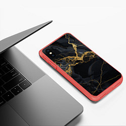 Чехол iPhone XS Max матовый Золотой путь на черном граните, цвет: 3D-красный — фото 2