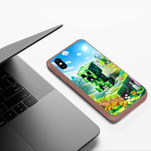 Чехол iPhone XS Max матовый Крипер - нейросеть / 3D-Коричневый – фото 3