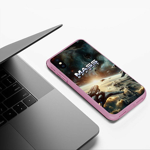 Чехол iPhone XS Max матовый Масс эффект - космос / 3D-Розовый – фото 3