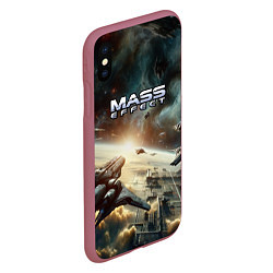 Чехол iPhone XS Max матовый Масс эффект - космос, цвет: 3D-малиновый — фото 2
