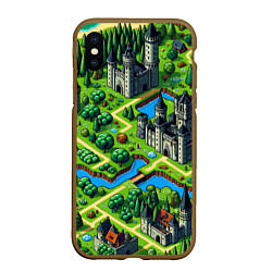 Чехол iPhone XS Max матовый Heroes of Might and Magic - pixel map, цвет: 3D-коричневый