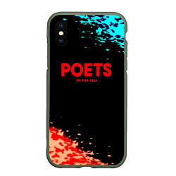 Чехол iPhone XS Max матовый Poets of the fall краски брызги, цвет: 3D-темно-зеленый