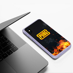 Чехол iPhone XS Max матовый Pubg fire abstraction, цвет: 3D-светло-сиреневый — фото 2