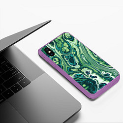 Чехол iPhone XS Max матовый Абстрактный разноцветный узор, цвет: 3D-фиолетовый — фото 2