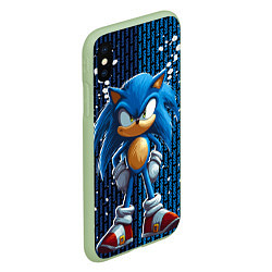 Чехол iPhone XS Max матовый Sonic - splash and logo, цвет: 3D-салатовый — фото 2