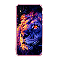 Чехол iPhone XS Max матовый Лев поп-арт, цвет: 3D-розовый