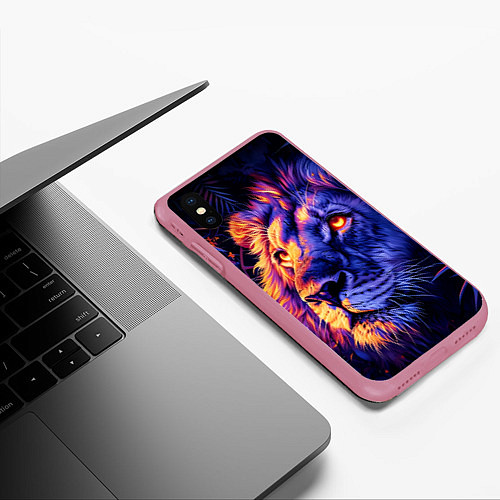 Чехол iPhone XS Max матовый Лев поп-арт / 3D-Малиновый – фото 3