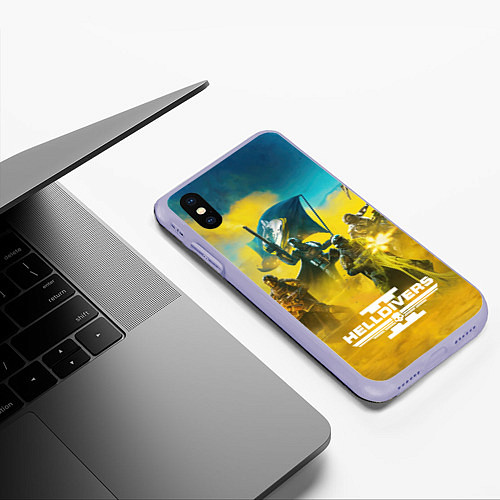 Чехол iPhone XS Max матовый Helldivers 2: Battle / 3D-Светло-сиреневый – фото 3