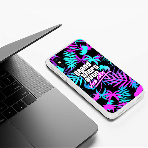 Чехол iPhone XS Max матовый GTA vice city steel / 3D-Белый – фото 3