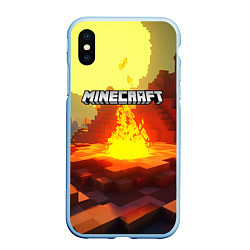 Чехол iPhone XS Max матовый Minecraft костер и лого, цвет: 3D-голубой