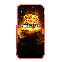 Чехол iPhone XS Max матовый Minecraft огненный куб, цвет: 3D-баблгам