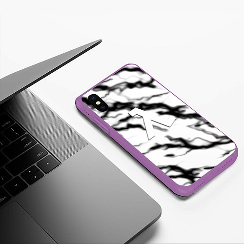 Чехол iPhone XS Max матовый Half life logo молнии / 3D-Фиолетовый – фото 3