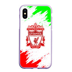 Чехол iPhone XS Max матовый Liverpool краски спорт, цвет: 3D-светло-сиреневый