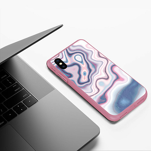 Чехол iPhone XS Max матовый Мраморные разводы / 3D-Малиновый – фото 3