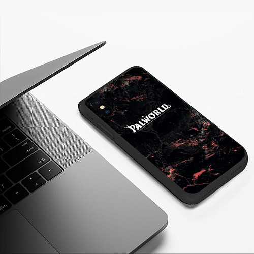 Чехол iPhone XS Max матовый Palworld dark logo / 3D-Черный – фото 3