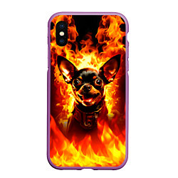 Чехол iPhone XS Max матовый Адский Пёс, цвет: 3D-фиолетовый