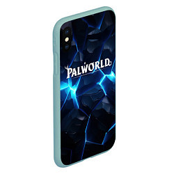 Чехол iPhone XS Max матовый Palworld logo blue ice, цвет: 3D-мятный — фото 2