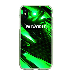 Чехол iPhone XS Max матовый Palworld logo green neon, цвет: 3D-салатовый