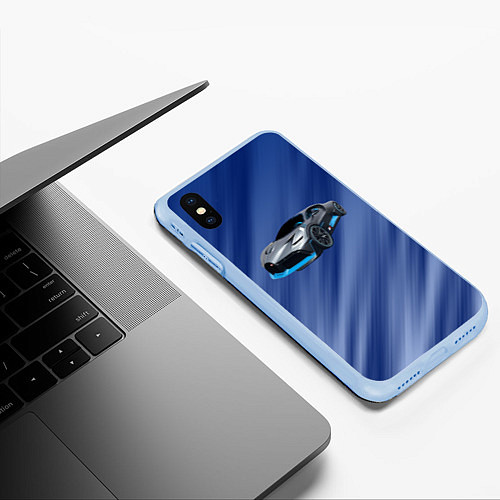 Чехол iPhone XS Max матовый Bugatti Divo / 3D-Голубой – фото 3